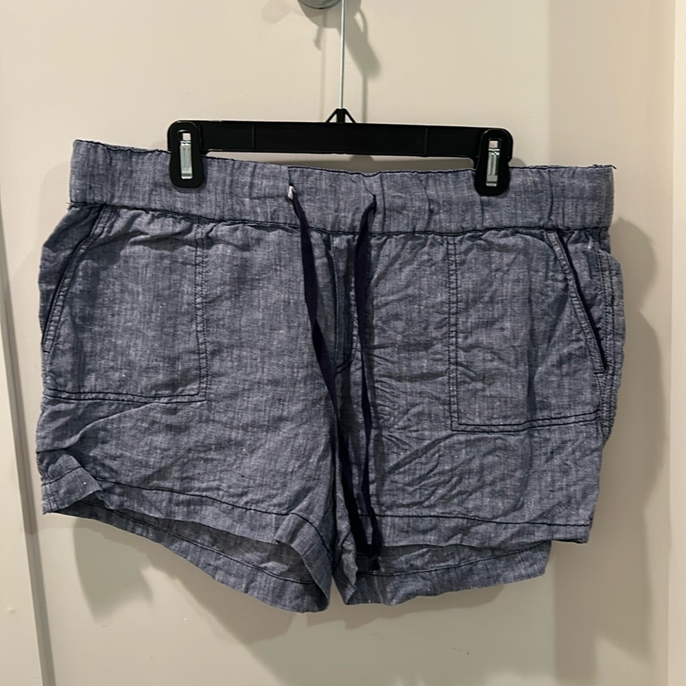 Caslon blue linen shorts, worn and washed once